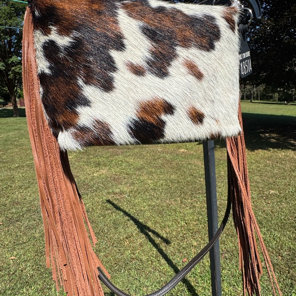 Holy Cow Couture Mini Designer - Cowhide Crossbody Bag with Fringe